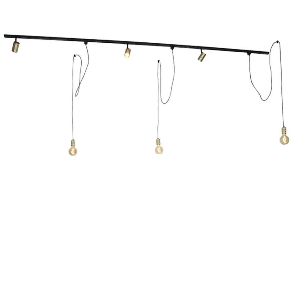 Qazqa railverlichting set iconic cavalux jeana goudkleurig gu10
