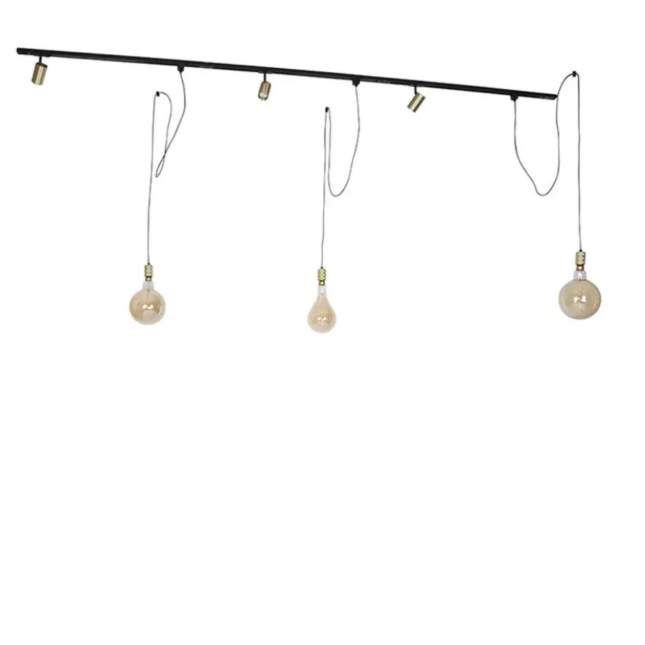 Qazqa railverlichting set iconic cavalux jeana goudkleurig gu10