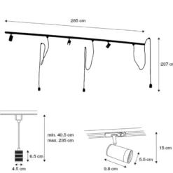 Qazqa railverlichting set iconic cavalux jeana goudkleurig gu10