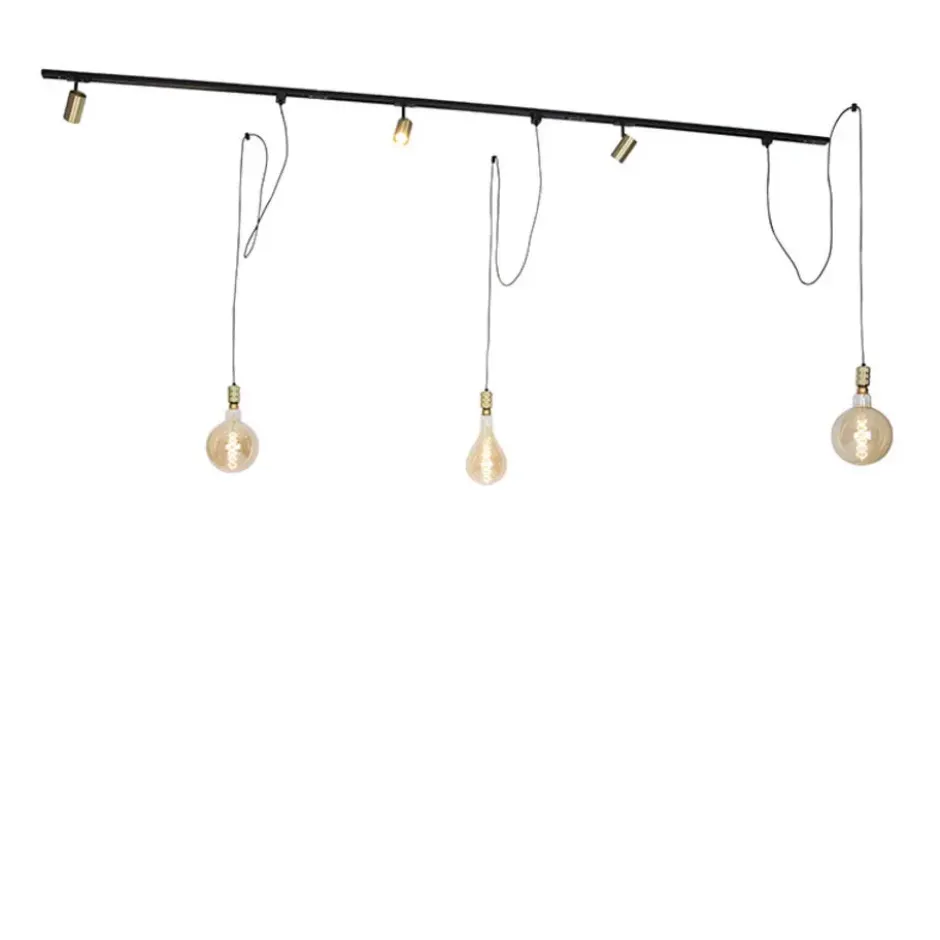Qazqa railverlichting set iconic cavalux jeana goudkleurig gu10