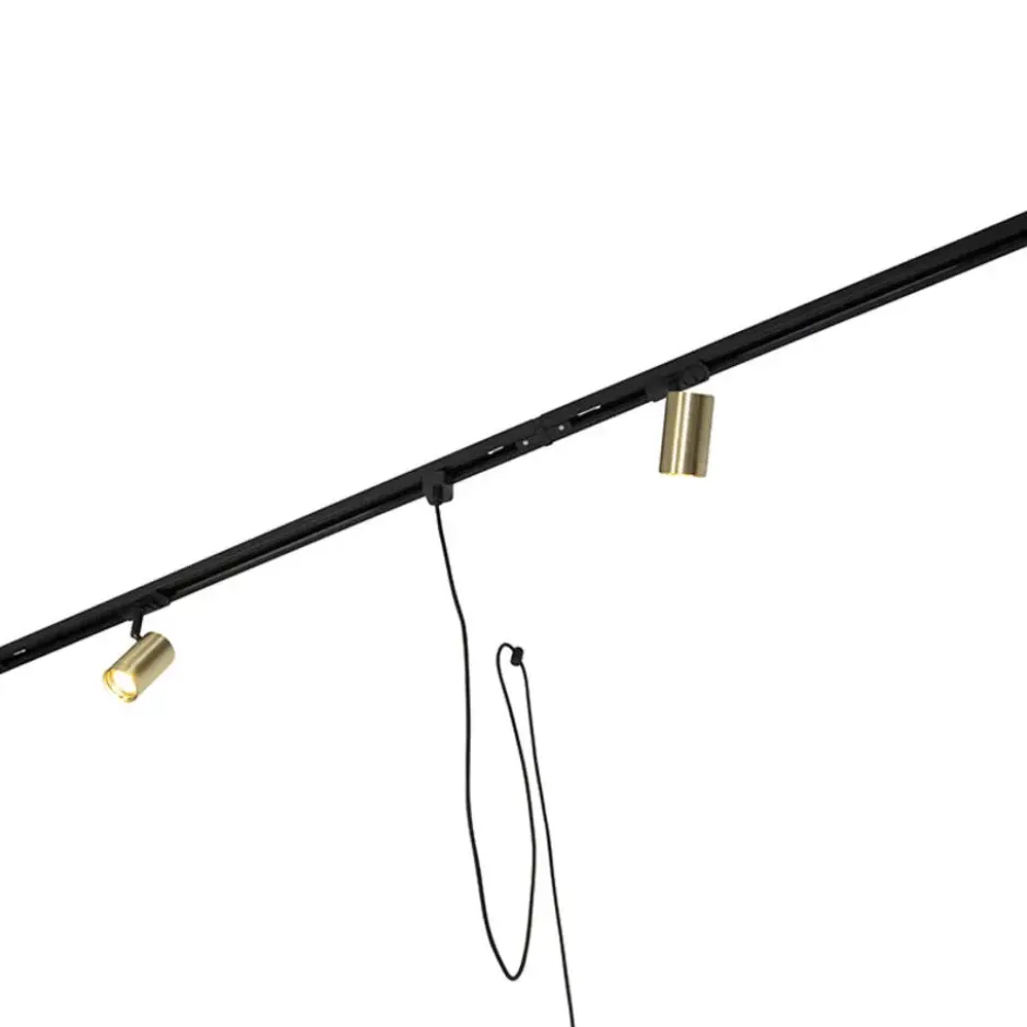 Qazqa railverlichting set iconic cavalux jeana goudkleurig gu10