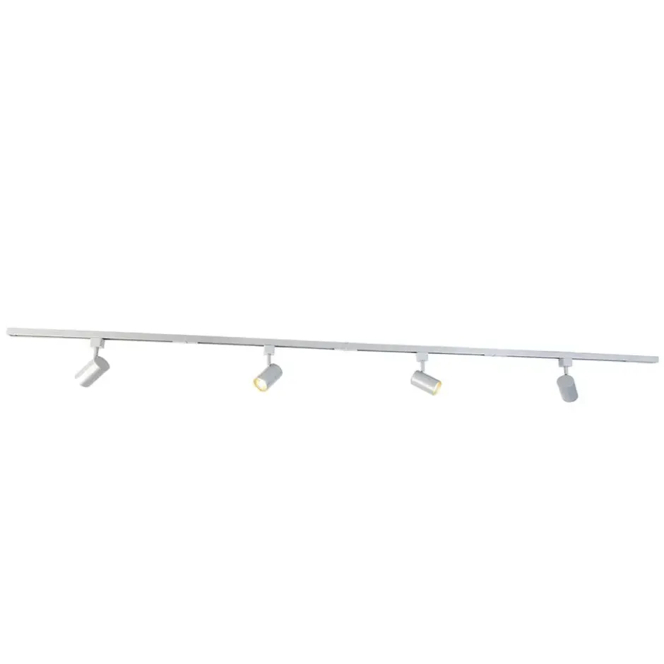Qazqa railverlichting set iconic yade zilverkleurig gu10