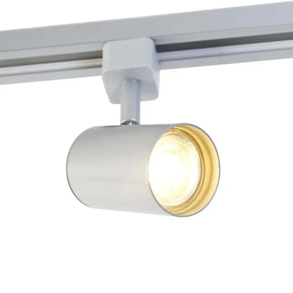 Qazqa railverlichting set iconic yade zilverkleurig gu10