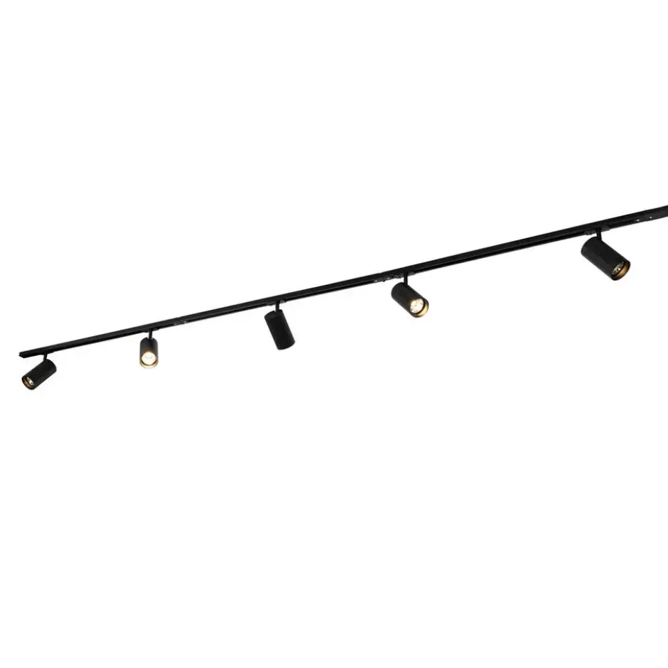 Qazqa railverlichting set iconic jeana zwart gu10
