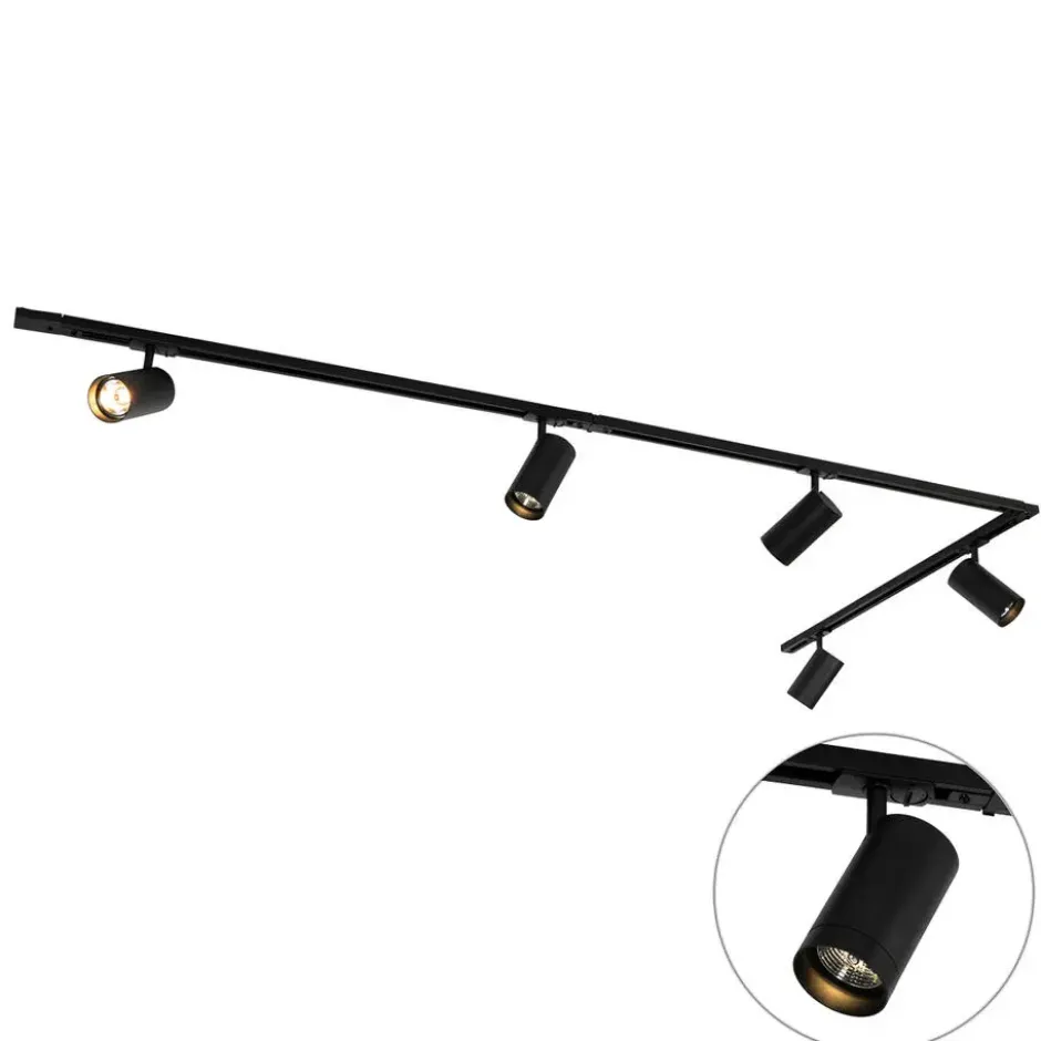 Qazqa railverlichting set iconic jeana zwart gu10
