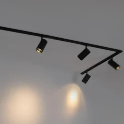 Qazqa railverlichting set iconic jeana zwart gu10