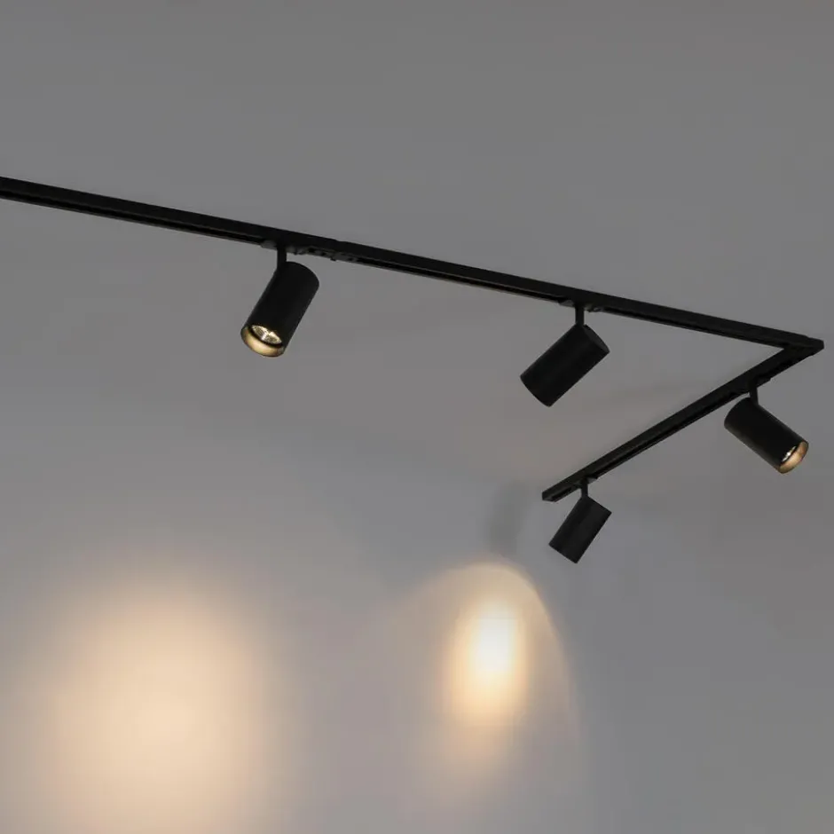 Qazqa railverlichting set iconic jeana zwart gu10