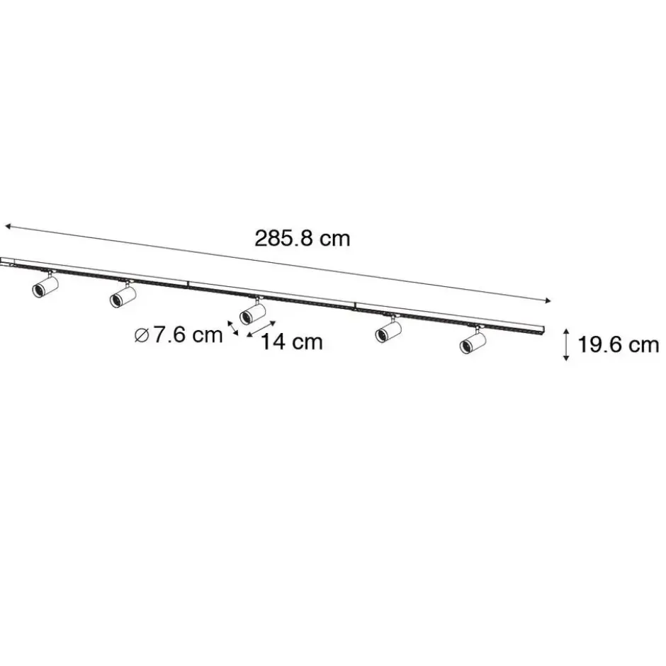 Qazqa railverlichting set iconic jeana zwart gu10