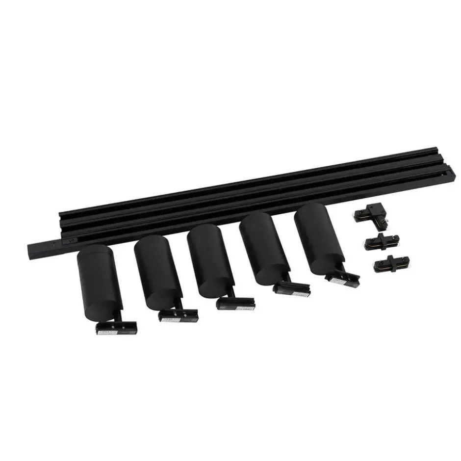 Qazqa railverlichting set iconic jeana zwart gu10