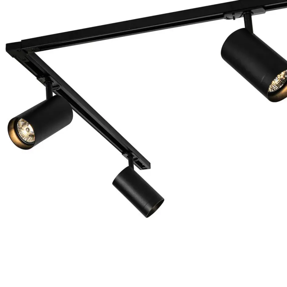 Qazqa railverlichting set iconic jeana zwart gu10