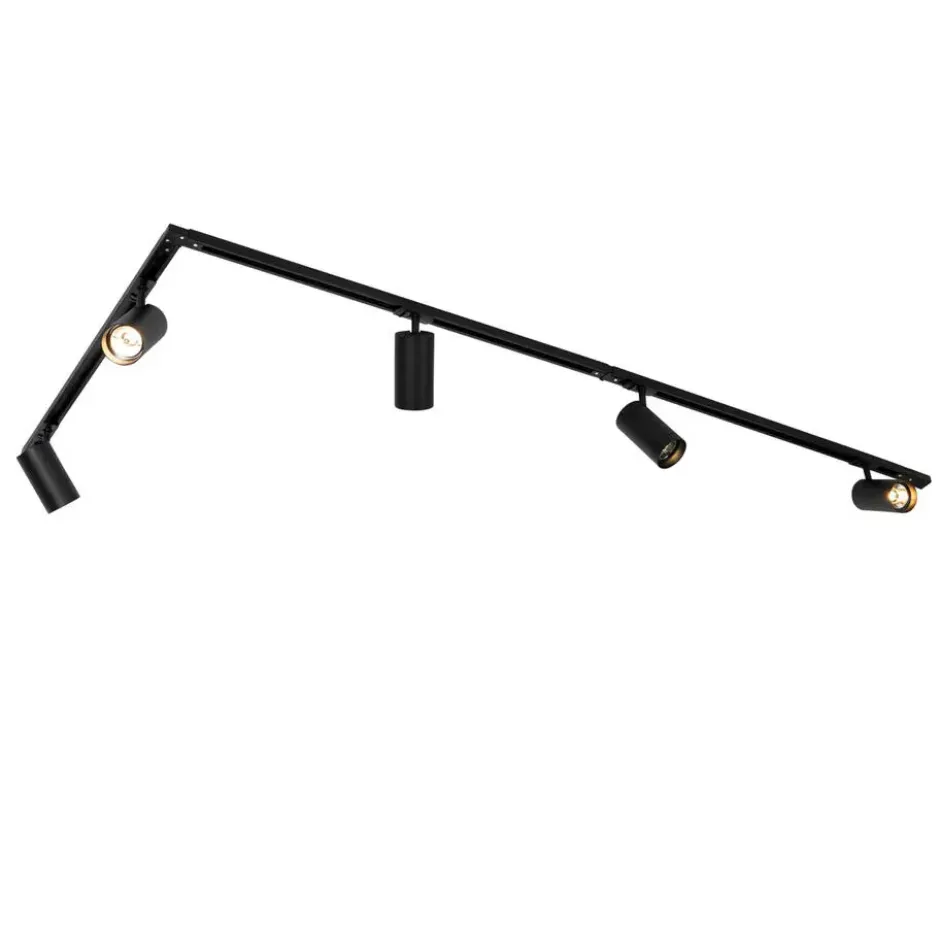 Qazqa railverlichting set iconic jeana zwart gu10