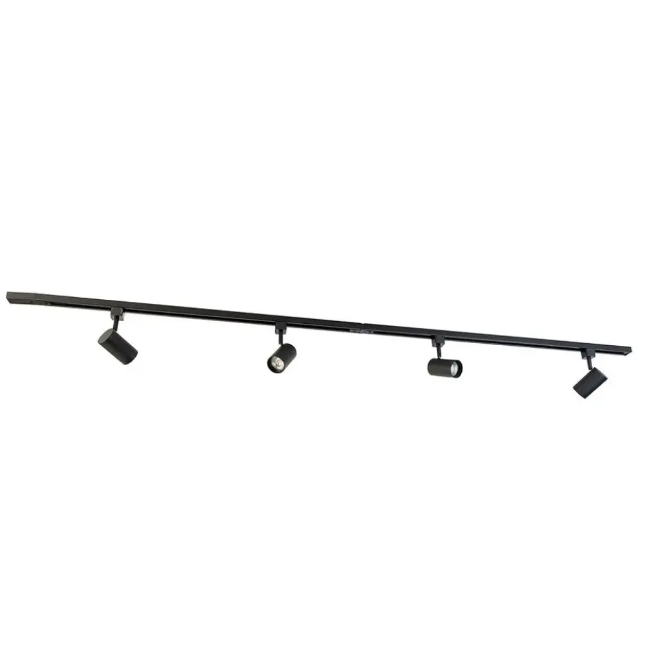 Qazqa railverlichting set iconic jeana zwart gu10