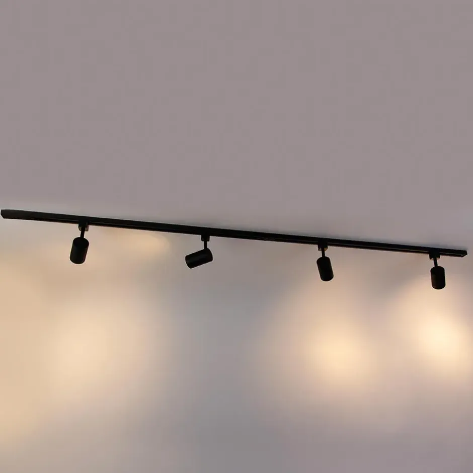 Qazqa railverlichting set iconic jeana zwart gu10