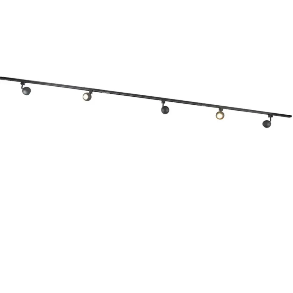 Qazqa railverlichting set iconic gissi zwart gu10