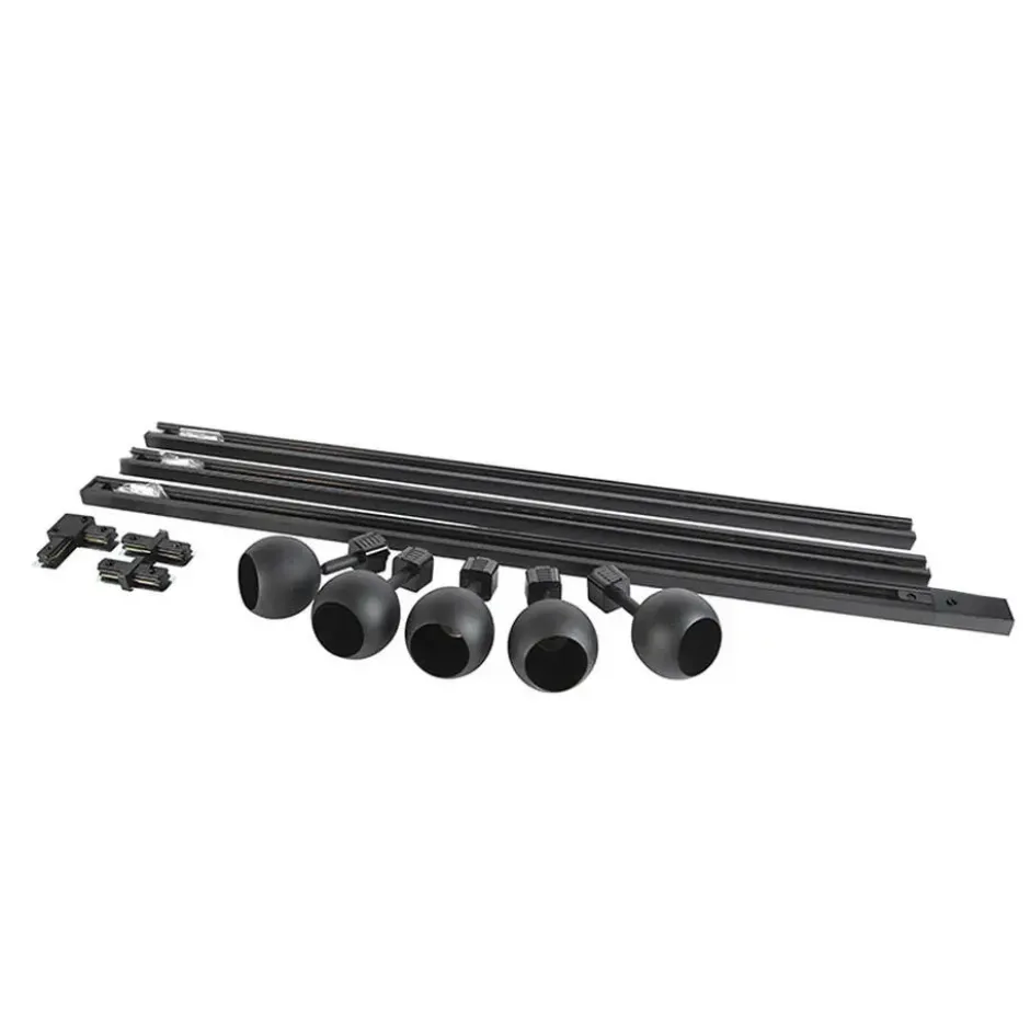 Qazqa railverlichting set iconic gissi zwart gu10