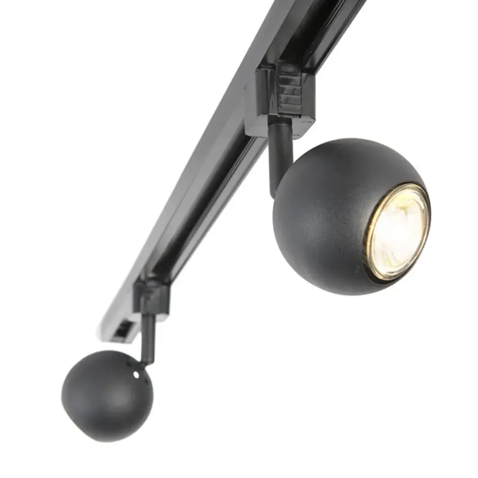 Qazqa railverlichting set iconic gissi zwart gu10