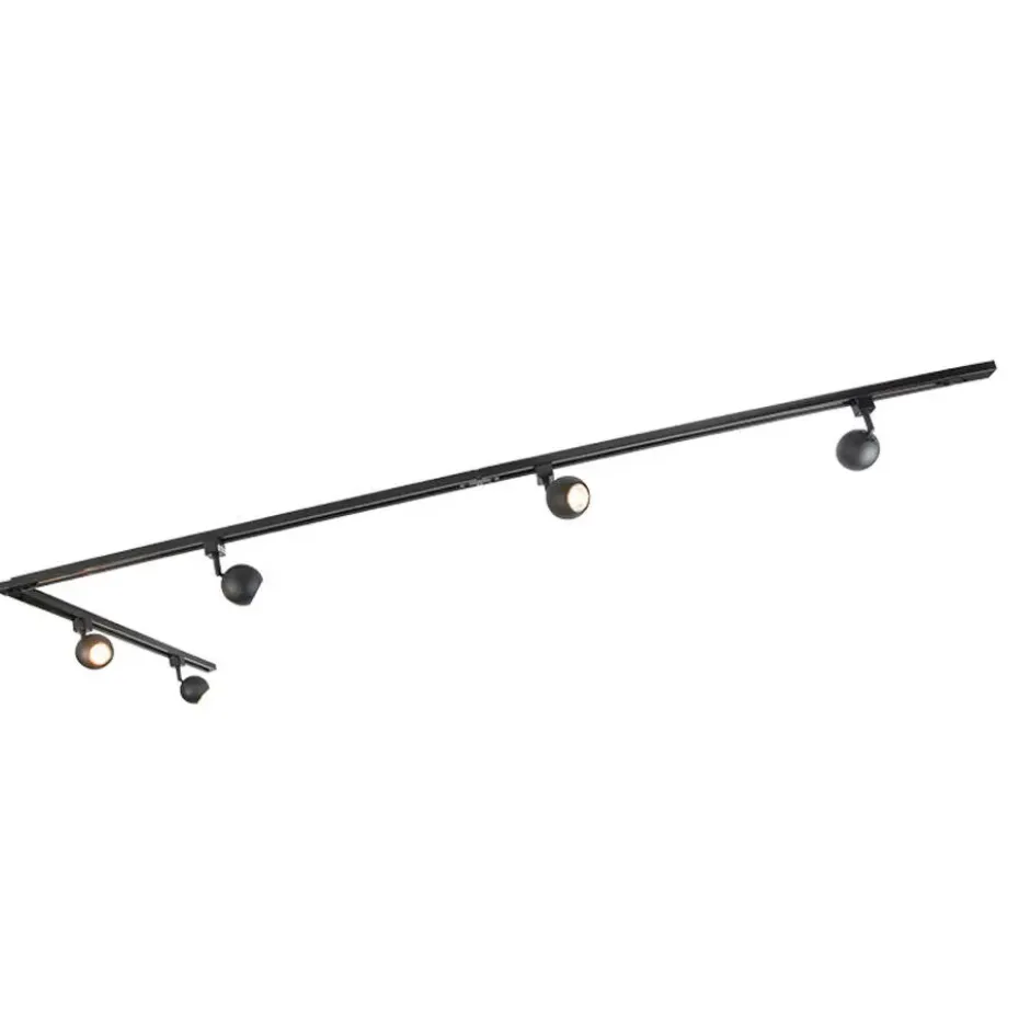 Qazqa railverlichting set iconic gissi zwart gu10