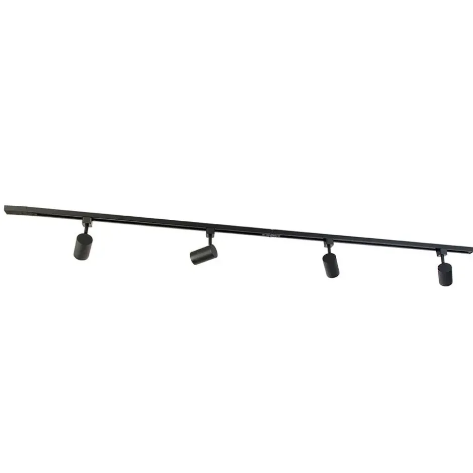 Qazqa railverlichting set iconic jeana zwart gu10