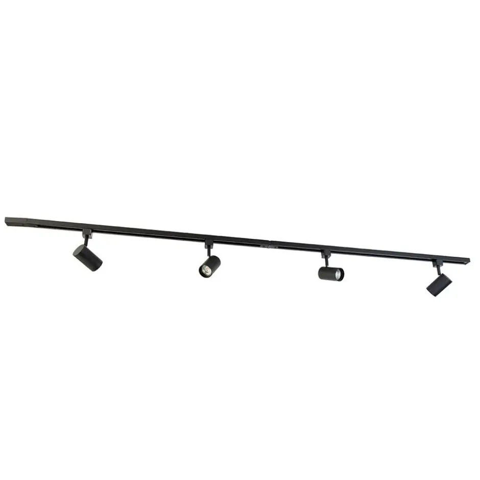 Qazqa railverlichting set iconic jeana zwart gu10