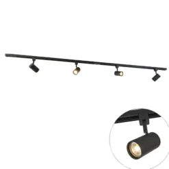 Qazqa railverlichting set iconic jeana zwart gu10