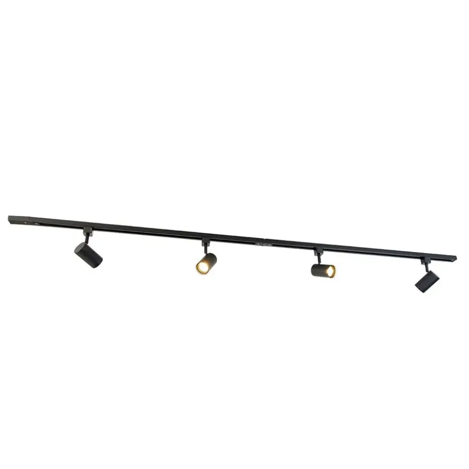 Qazqa railverlichting set iconic jeana zwart gu10