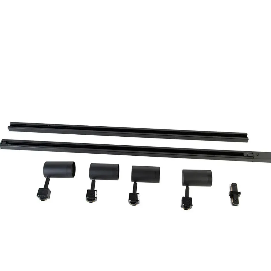 Qazqa railverlichting set iconic jeana zwart gu10