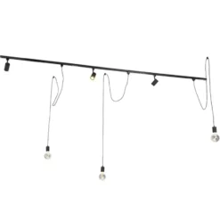 Qazqa railverlichting set iconic cavalux jeana zwart e27