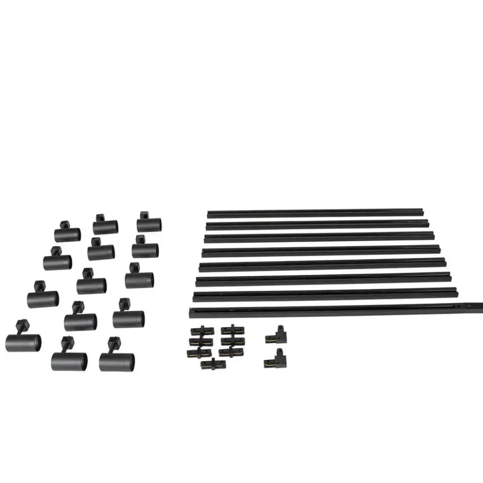 Qazqa railverlichting set iconic jeana zwart gu10