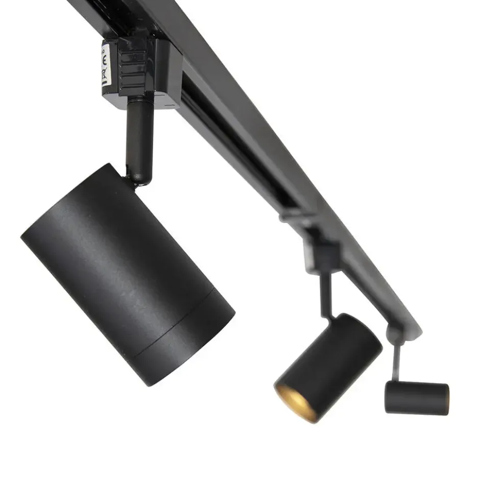 Qazqa railverlichting set iconic jeana zwart gu10