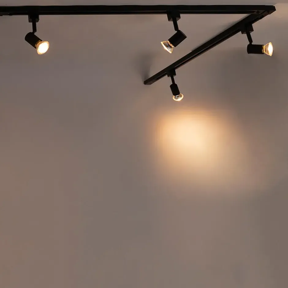 Qazqa railverlichting set iconic jeany zwart gu10