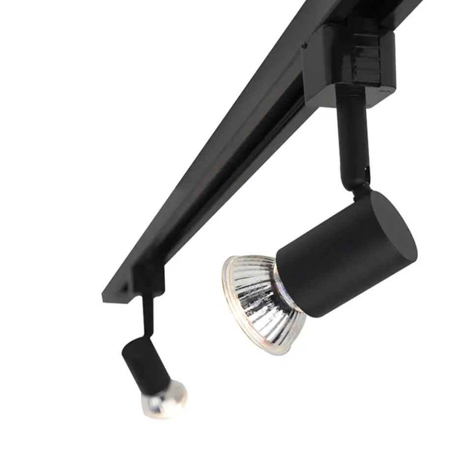 Qazqa railverlichting set iconic jeany zwart gu10
