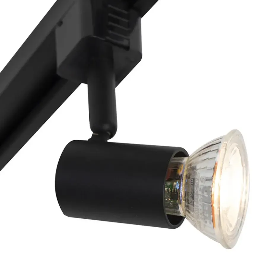 Qazqa railverlichting set iconic jeany zwart gu10