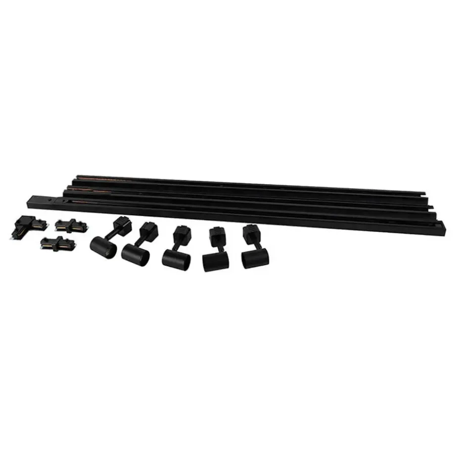 Qazqa railverlichting set iconic jeany zwart gu10