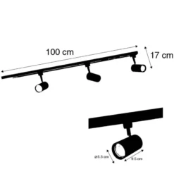 Qazqa railverlichting set iconic jeana zwart gu10