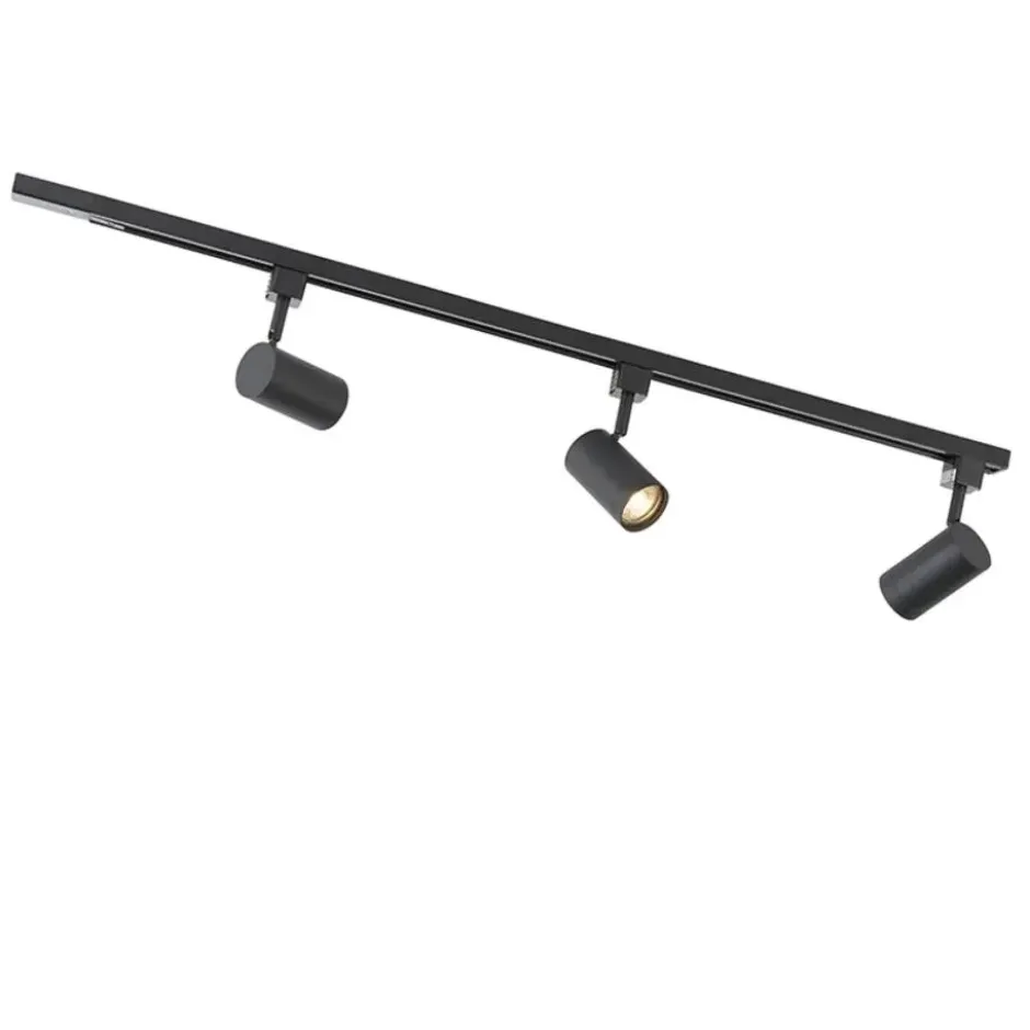 Qazqa railverlichting set iconic jeana zwart gu10