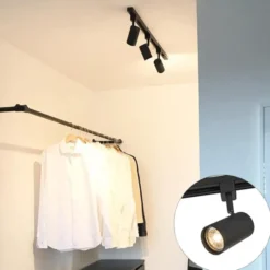 Qazqa railverlichting set iconic jeana zwart gu10