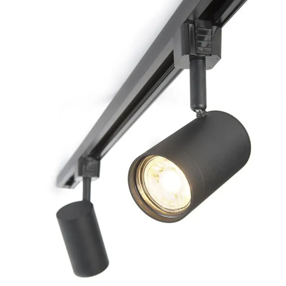 Qazqa railverlichting set iconic jeana zwart gu10