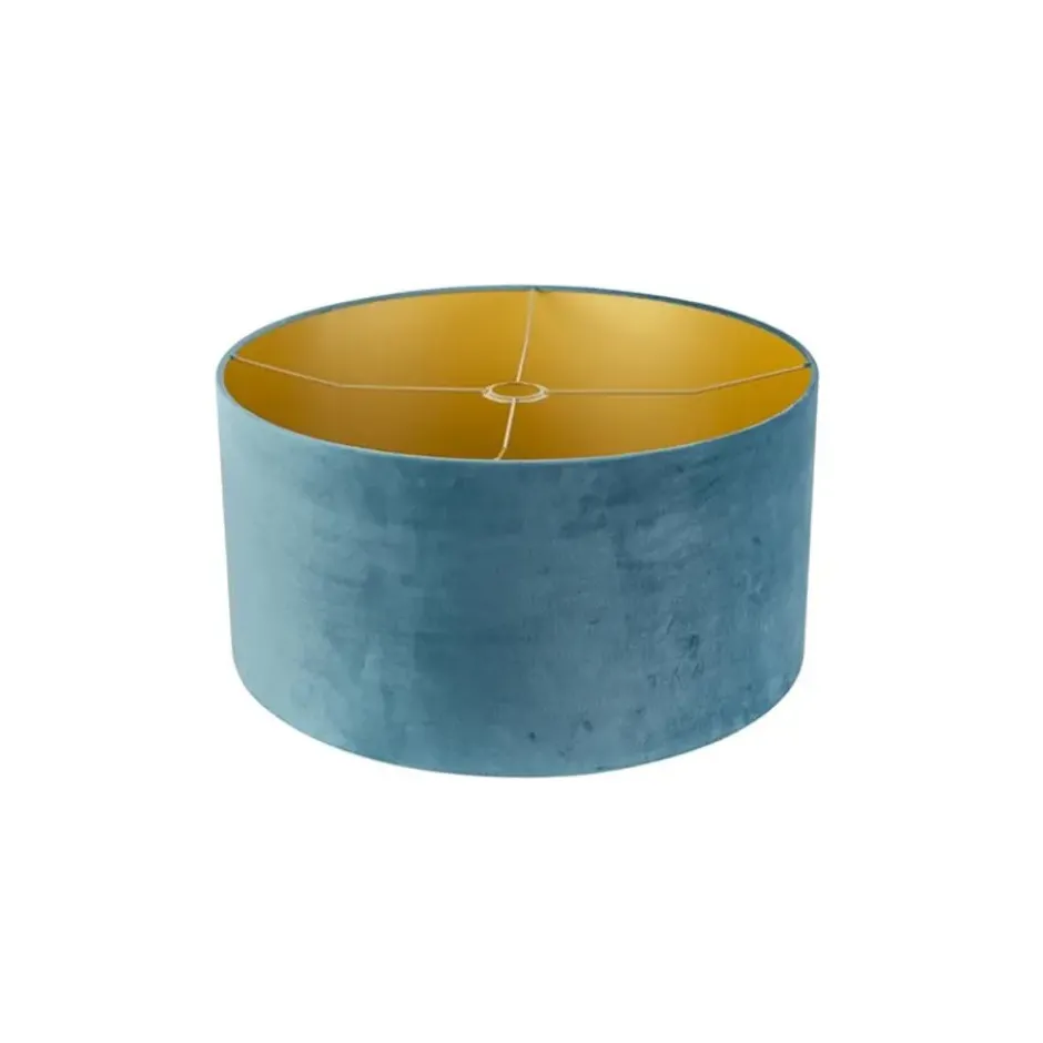 Qazqa rond cilinder velours blauw