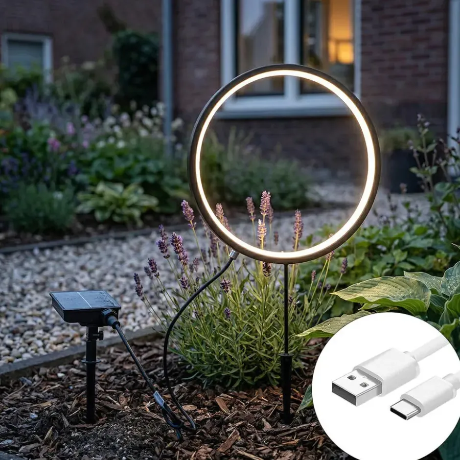 Qazqa solar lamp adalind zwart geïntegreerde led