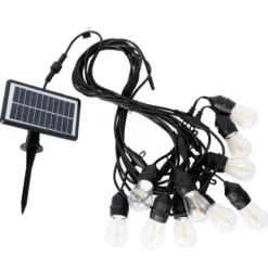 Qazqa solar lichtsnoer russell zwart geïntegreerde led