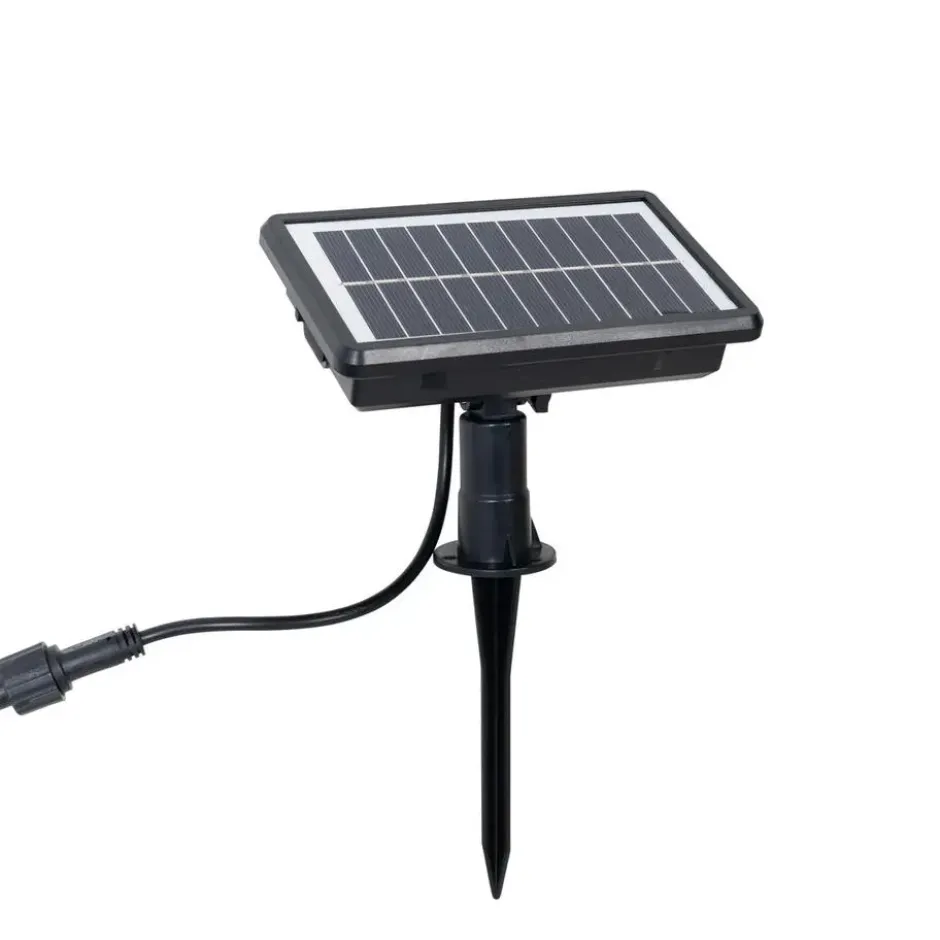 Qazqa solar lichtsnoer russell zwart geïntegreerde led
