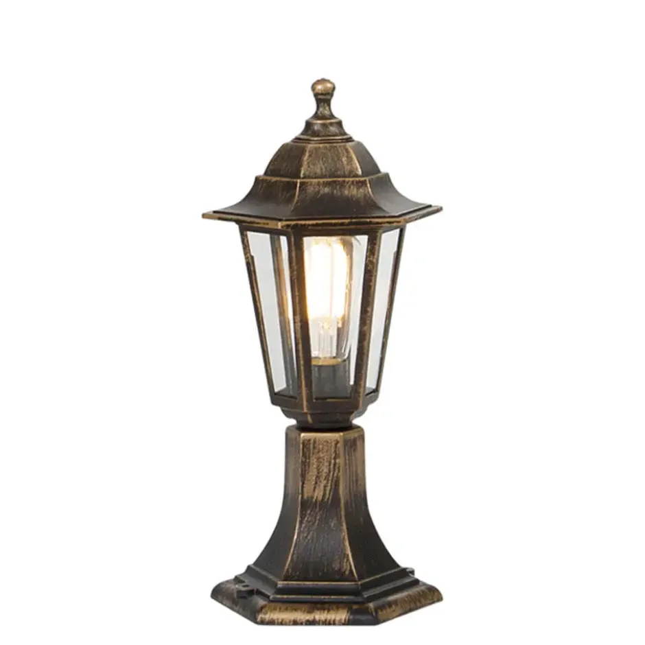 Qazqa staande buitenlamp new haven goudkleurig e27