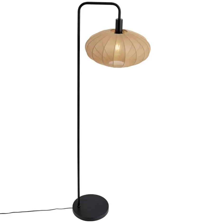 Qazqa staande lamp met kap bida zwart e27