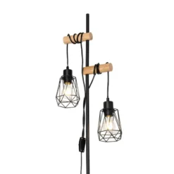 Qazqa staande lamp met kap dami-frame zwart e27