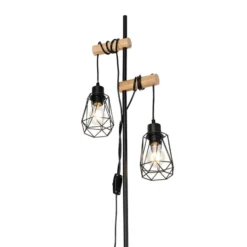 Qazqa staande lamp met kap dami-frame zwart e27