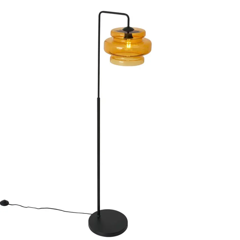 Qazqa staande lamp met kap denise oranje e27