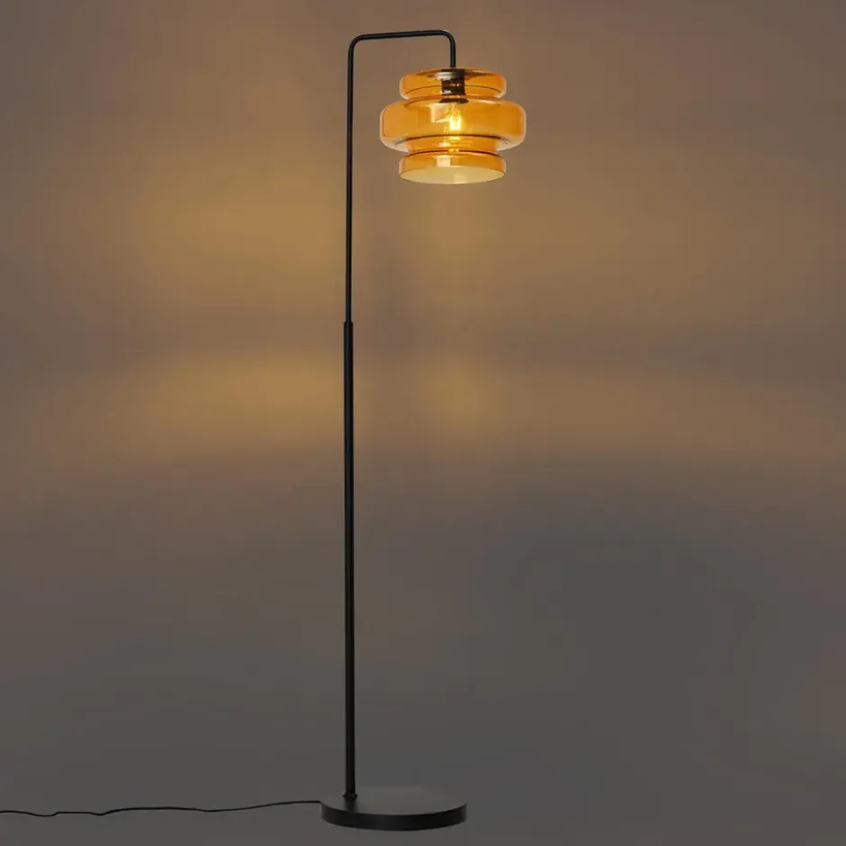 Qazqa staande lamp met kap denise oranje e27