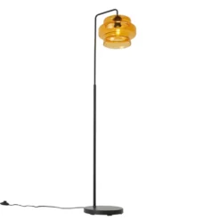 Qazqa staande lamp met kap denise oranje e27