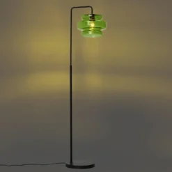 Qazqa staande lamp met kap denise groen e27