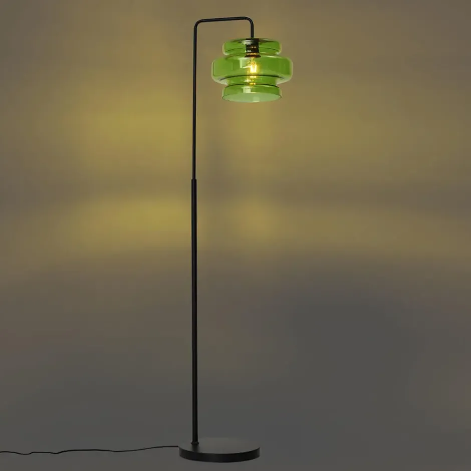 Qazqa staande lamp met kap denise groen e27